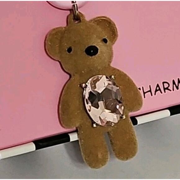 Betsey Johnson Keychain Pink Teddy Bear Bag Charm Keychain - Picture 2 of 4